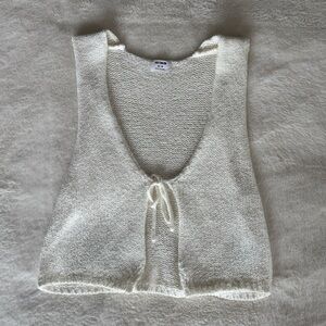Cotton On White Knit Tie-Front Tank Top